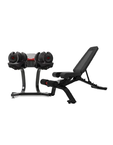 Pack Paire d'haltères réglables 1090i avec support stand SelectTech Bowflex 1090i avec banc de musculation 4.1S 
