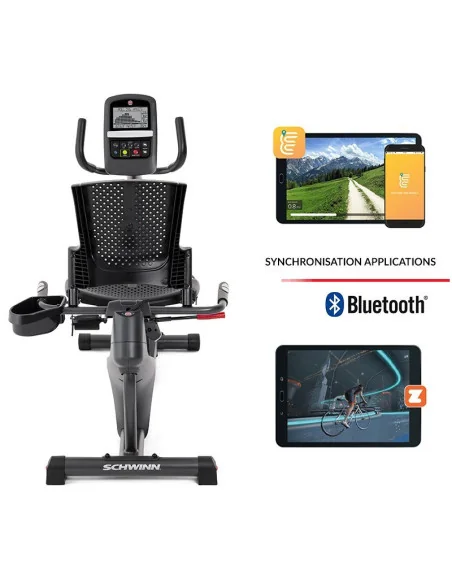 Vélo d'appartement semi-allongé 510R haut de gamme connecté Schwinn 