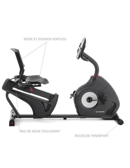 Vélo d'appartement semi-allongé 510R haut de gamme connecté Schwinn 