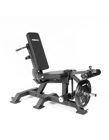 Extension des jambes et curl des jambes en position couchée de la série Primal Pro avec plaques de charge. 