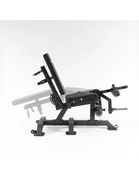 Extension des jambes et curl des jambes en position couchée de la série Primal Pro avec plaques de charge. 