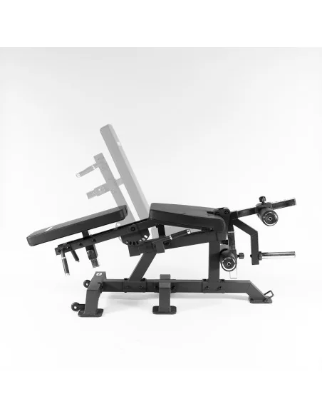 Extension des jambes et curl des jambes en position couchée de la série Primal Pro avec plaques de charge. 