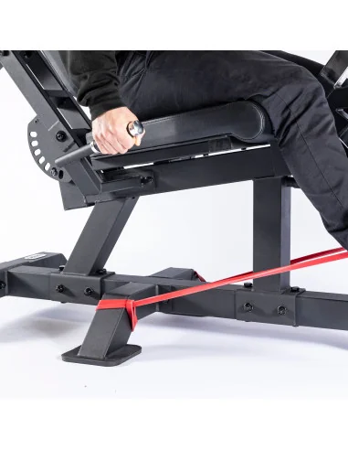 Extension des jambes et curl des jambes en position couchée de la série Primal Pro avec plaques de charge. 