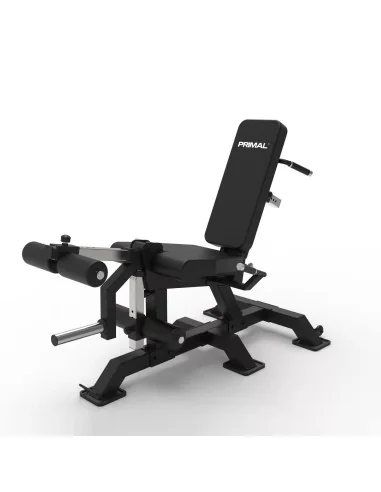 Extension des jambes et curl des jambes en position couchée de la série Primal Pro avec plaques de charge. 