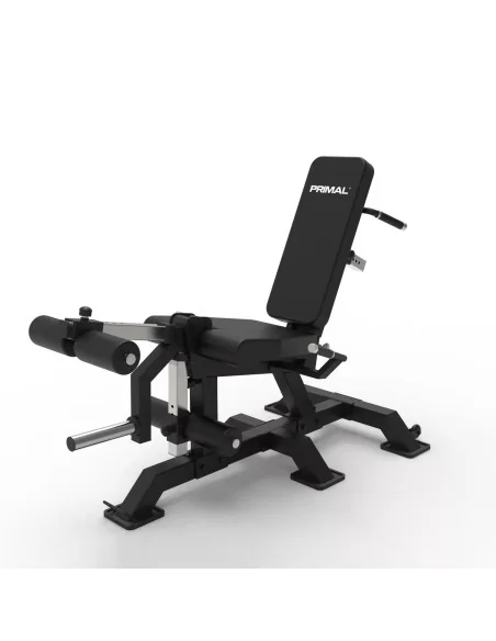 Extension des jambes et curl des jambes en position couchée de la série Primal Pro avec plaques de charge. 