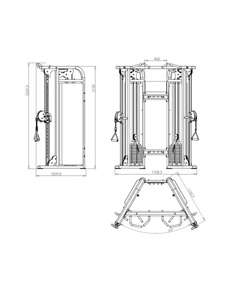 Série Primal Performance 125kg à sélection par broche - Poulie double réglable (2 piles de 125kg) 