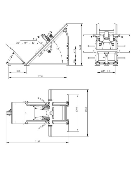 Série Primal Performance Hack Squat Incliné 