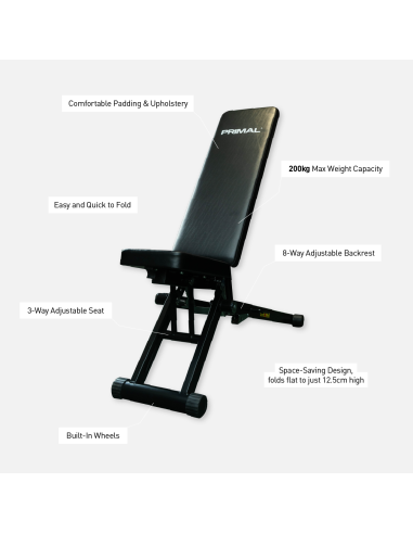 Banc ajustable pliable plat de la série Primal Personal. 