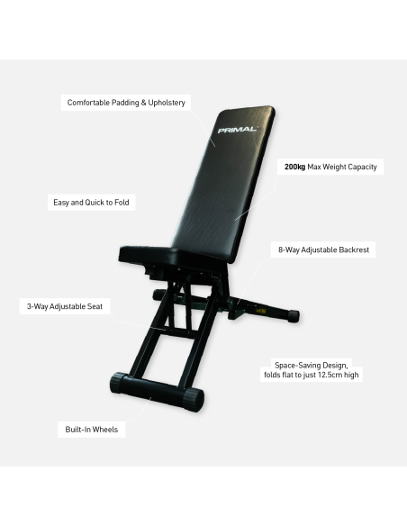 Banc ajustable pliable plat de la série Primal Personal. 