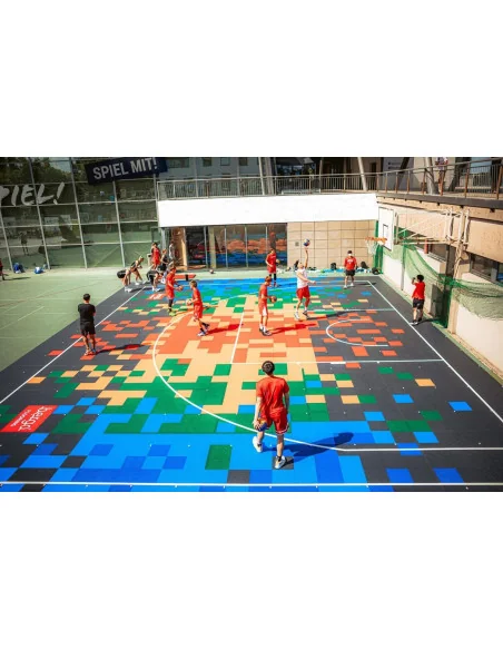 Revêtement de sol sportif Bergo® pour terrain de basket 3x3.