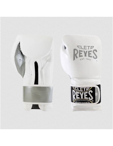 Gants de Boxe d'entrainement REYES Pro Sparring - BLANC/ARGENT 