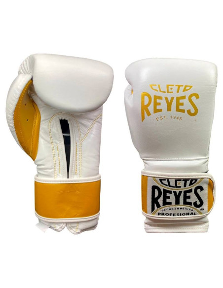 Gants de Boxe d'entrainement REYES Pro Sparring - Blanc/Or 