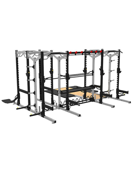 Triple Half Rack + Power Rack Jumelés avec plateforme  IMPULSE  Triple Half Rack + Power Rack Jumelés avec plateforme  IMPULSE