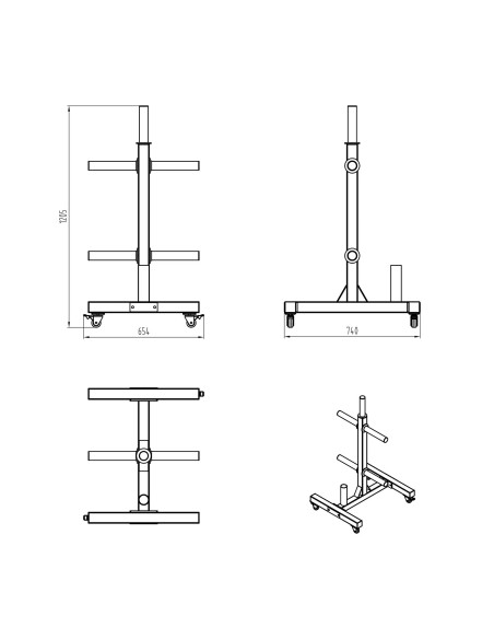 Rack pour haltères Primal Pro Series avec roues. 