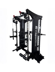 Smith machine de musculation avec double colonne de poids 200 kg et système de poulie 