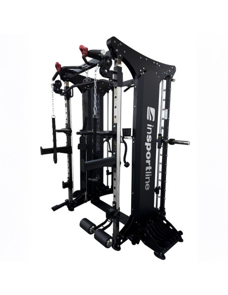 Smith machine de musculation avec double colonne de poids 200 kg et système de poulie 