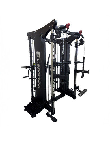 Smith machine de musculation avec double colonne de poids 200 kg et système de poulie 