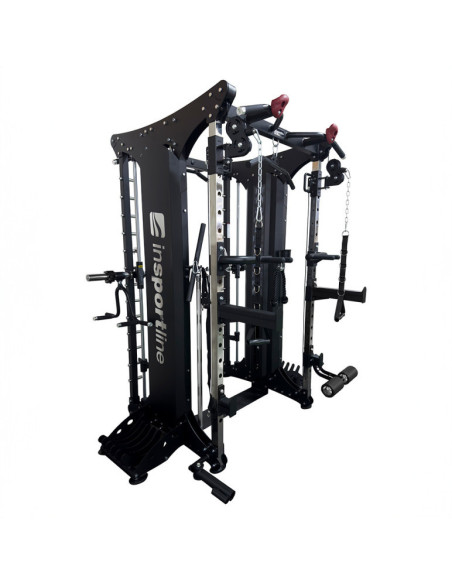 Smith machine de musculation avec double colonne de poids 200 kg et système de poulie 