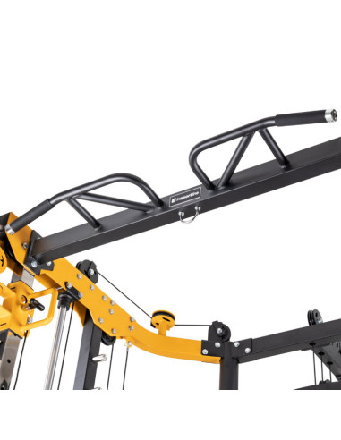 Smith machine de musculation multifonctionnelle avec colonne de poids à charges libres et poste à poulie 