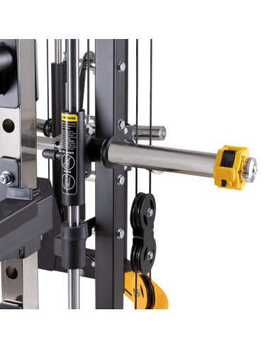 Smith machine de musculation multifonctionnelle avec colonne de poids à charges libres et poste à poulie 