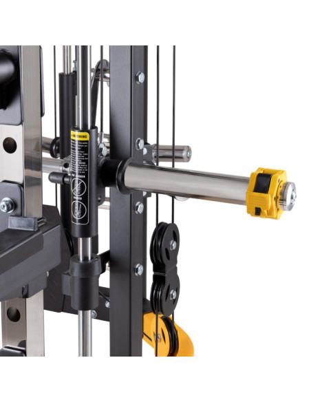 Smith machine de musculation multifonctionnelle avec colonne de poids à charges libres et poste à poulie 