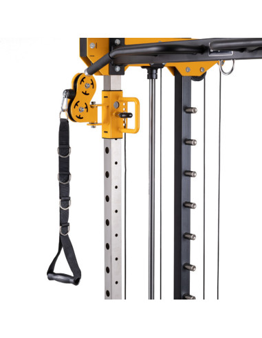 Smith machine de musculation multifonctionnelle avec colonne de poids à charges libres et poste à poulie 